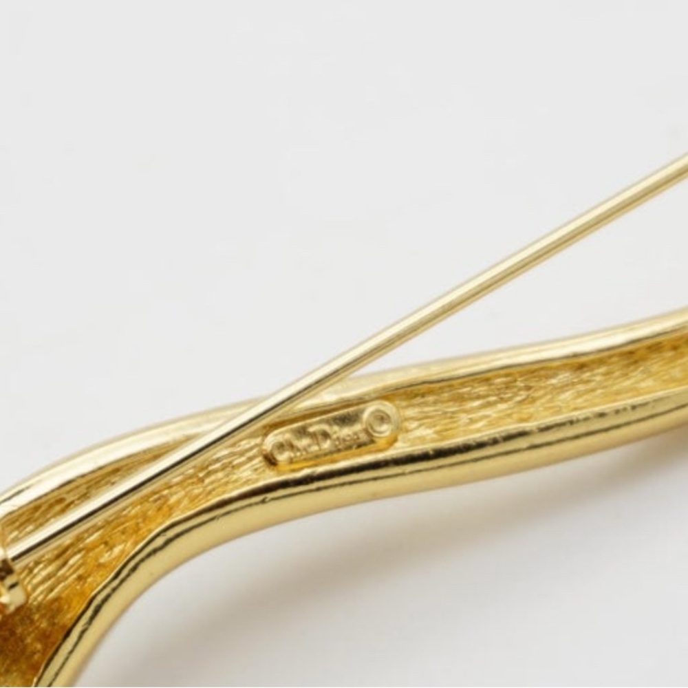 Christian Dior 1970s Vintage Extra Long Crystals Spiral Leaf Flame Brooch - Picture 3 of 7